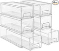 Sorbus Small Wide Clear Storage Drawers (6 Pack) – Stackable Storage Drawers for Pantry, Fridge, or Cabinet – Slide Out Clear Bins with Handles for Organizing
