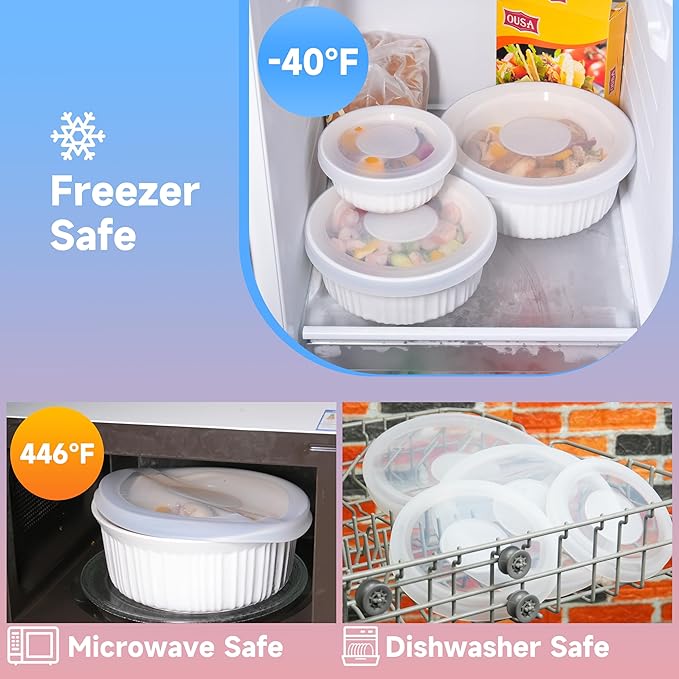 Silicone Lids for CorningWare 16-Ounce Round Dish, 2 Pack Reusable Covers for CorningWare Baking Dish (Dishes not Included) Dishwasher & Microwave & Freezer Safe