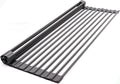 Bigdata&BetterLife Roll Up Dish Drying Rack Simple Large Space Saving Dish Drying Mat for Kitchen Foldable Silicone Coated Stainless Steel Heavy Duty Dry Rack(Black, 20.5" x 13.1")