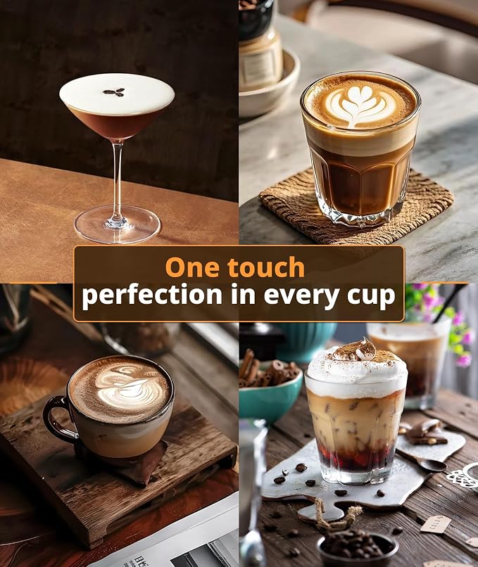 Electactic Compact Espresso Coffee Machine, Espresso Maker with Powerful Milk Frother for Cappuccino, Latte, Small Coffee Machine & Coffee Maker for Home, Apartments, Offices, Dorms, Silver
