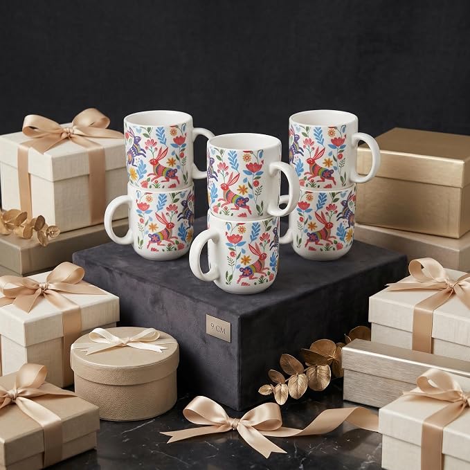 Servo Best Handmade Ceramic Coffee Mugs Set Of 6, 8 Oz Mug with Handle for Hot Beverages, Porcelain Cups for Latte, Hot Tea, Cappuccino, Milk, Cocoa, Microwave & Dishwasher Safe, Gift for Housewarming