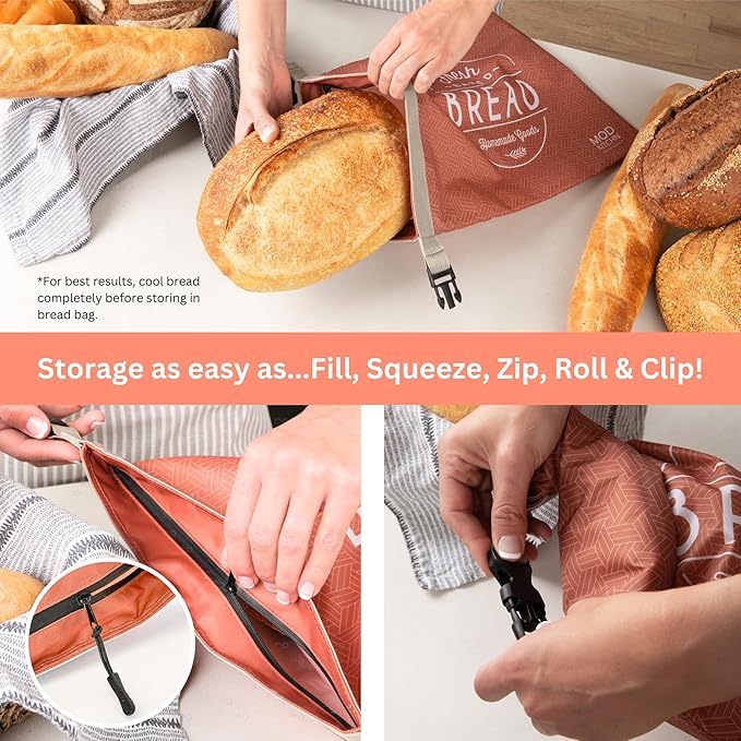 Reusable Bread Bags for Homemade Breads – 2-Pack XL Sourdough Bread Bags | Keeps Sourdough Fresh for a Week | Freezer Safe Reusable Container Storage for Sour Dough and Artisan Loaves