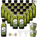 Reallnaive 20 Pcs 4 oz Mini Glass Olive Oil Bottles Empty Sauce Condiment Bottles with Dropper Inserts and Sticker Seals Caps for Gifts Kitchen (Sqaure,Dark Green)