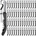 Waiter Corkscrew Wine Openers Heavy Duty Hinges Wine Key Bottle Opener All in One Double Hinged Waiter's Corkscrew with Foil Cutter Wine Tools for Bartenders Servers Sommelier (Black, 100 Pack)