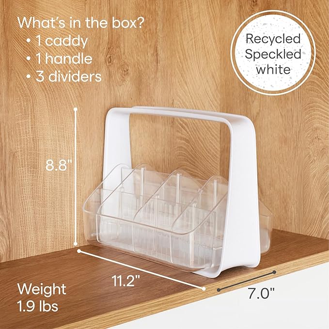 YouCopia SipStation Hydration Caddy, Hydration Packet Storage, Adjustable Electrolyte Powder Organizer, Speckled White
