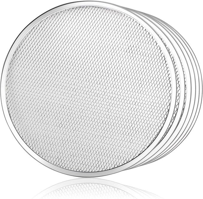 New Star Foodservice Restaurant-Grade Seamless Aluminum Pizza Baking Screen, 18 Inch, Pack of 6