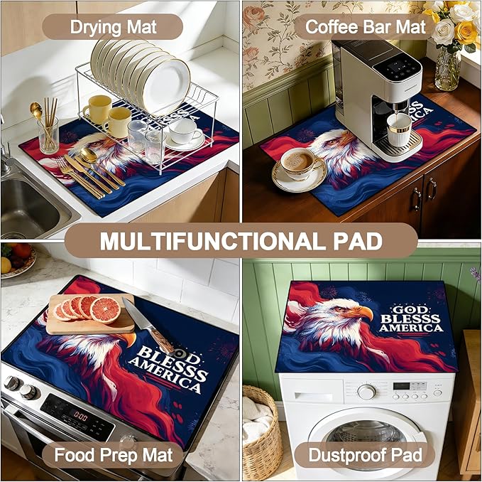 Stove Top Covers for Electric Stove: Independence Day Eagle Design Heat Resistant Protector Glass Stove Top Expands Counter Space, Stylish Kitchen Decor 28.5'' × 20.5‘’