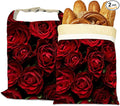 Bread Bags for Homemade Bread, Red Rose Flower 2 Pack Linen and Beeswax Sourdough Storage Bags, Reusable Keeper, Keeps Breads Fresh Longer, Gifts for Bakers