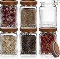 6 Pcs Vintage Glass Storage Jar with Lid 25.3 oz Glass Containers Stylish Ribbed Pattern Airtight Kitchen Jars Candy Jar for Food Cookies Candy Coffee Tea Beans Grains Storage