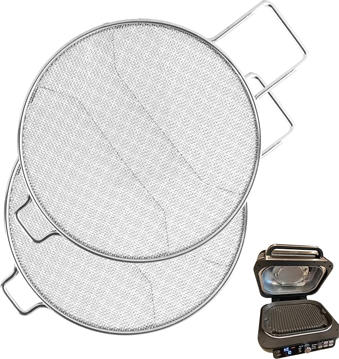 2 Packs Splatter Shield for Ninja IG651 IG600 IG601 Foodi Air Fryer Accessories, Splash Guard Replacement for Ninja Foodi Smart XL Pro 7-in-1 Indoor Grill, Stainless Steel Mesh Screen