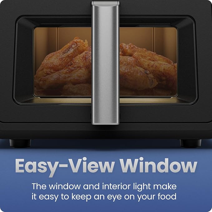 Chefman Air Fryer 9 Qt | TurboFry 7-in-1 High-Powered 450°F Cooking for Crispier and Even Results | XL Basket with Viewing Window | Air Fry, Bake, Broil, Reheat, Dehydrate, Defrost, Keep Warm