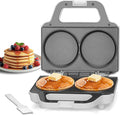 SugarWhisk Double Mini Pancakes Maker Machine, Arepa Maker, Electric Pancake Maker Griddle, Ideal for Pancakes, Cookies, Eggs, Arepas & Breakfast Sandwiches, White, 4 Inch