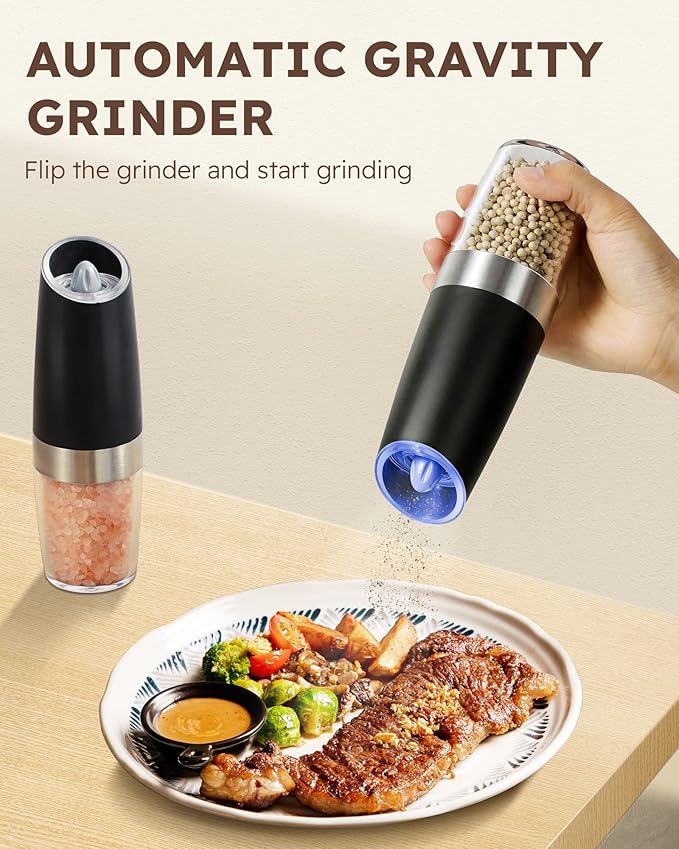 5 in 1 Blender and Food Processor & Large Capacity Gravity Electric Pepper and Salt Grinder Set