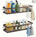 PUSDON 2-Pack 16.5" Extra Long Slim Shower Caddy, Adhesive Wall Mount Bathroom Organizer, Rustproof Open Frame Mesh Spice Rack for Kitchen, Holds 50LBS - Vintage Bronze, Guardrail