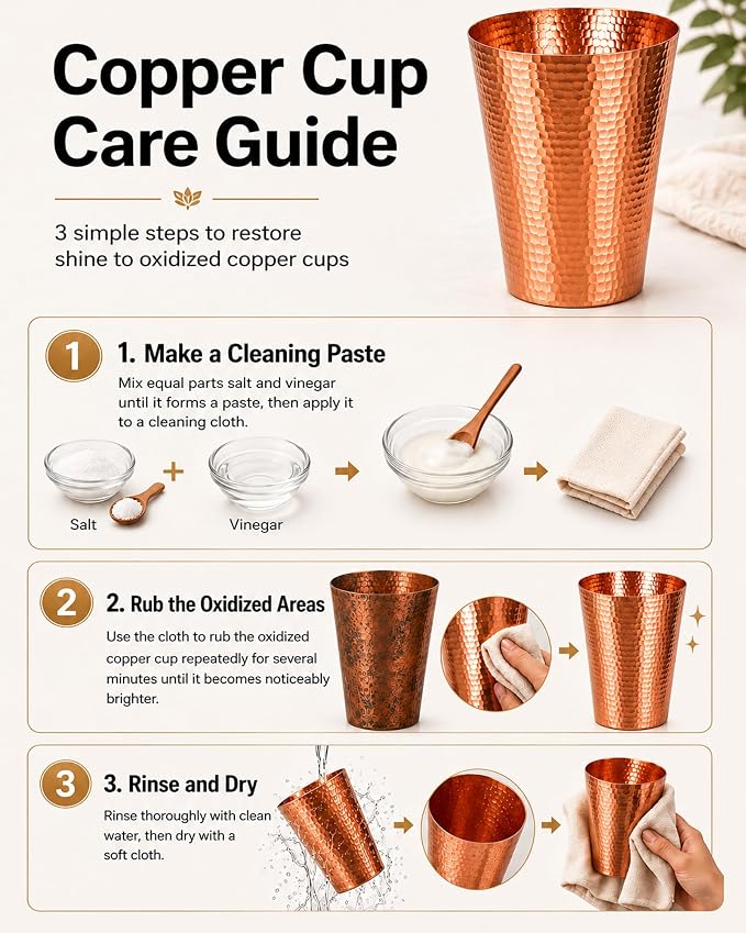 Pure Copper Cup for Drinking Water, 24oz Unlined Copper Tumbler, | Real Solid Copper Glass for Beer, Wine & Coffee