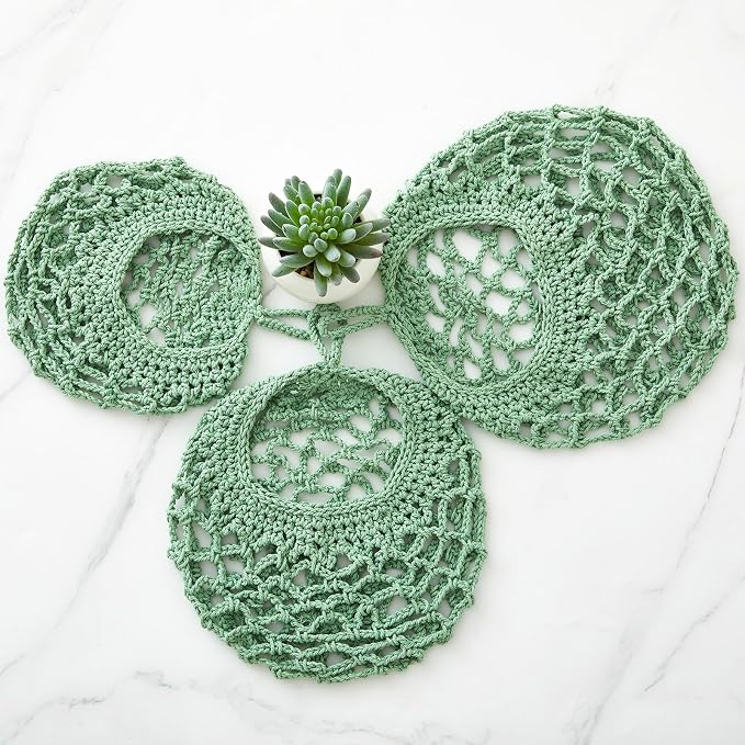 Honeydak Boho Decor Hanging Wall Baskets for Kitchen 3 Pack Teardrop Baskets with Hooks Storage Fruit Onion Vegetable Potato for Home 3 Sizes(Sage Green,Crochet,Cotton Rope)