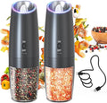 CIRCLE JOY Rechargeable Electric Salt and Pepper Grinder Set and Gravity Electric Salt and Pepper Grinder Set Rechargeable