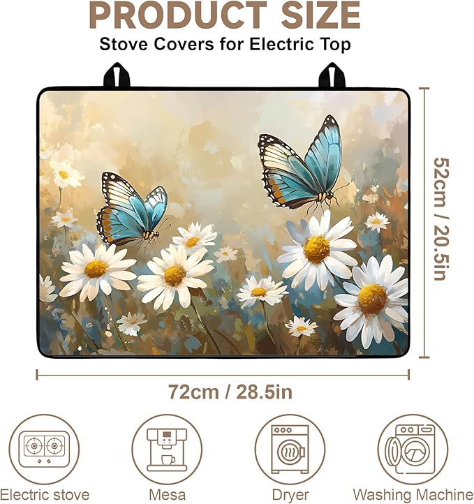 Stove Top Covers for Electric Stove: Heat Resistant Protector Glass Stove Top Expands Counter Space, Stylish Kitchen Decor (J2483)