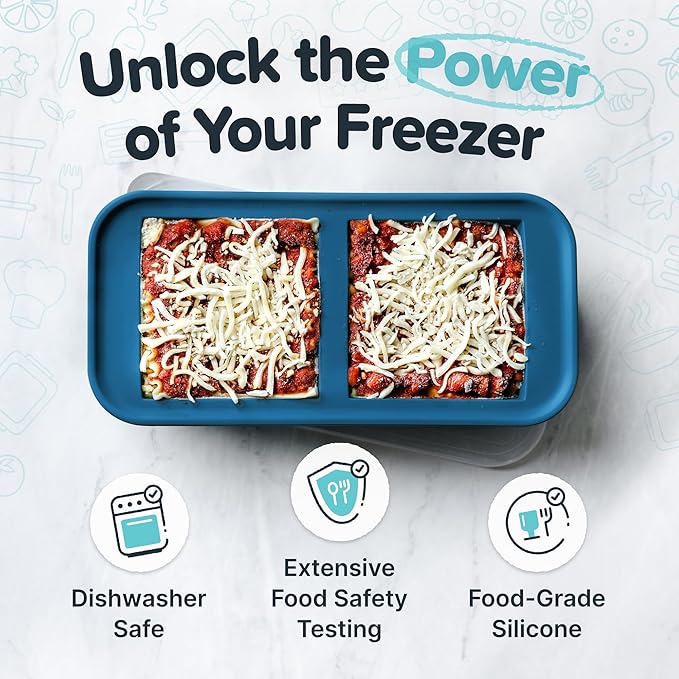 Souper Cubes 2 Cup Silicone Freezer Molds with Lids – Soup Cubes for Freezing Lasagna, Leftovers, Soups, Sauces, Casseroles, Meal Prep Meals and More – Blueberry 2-Pack