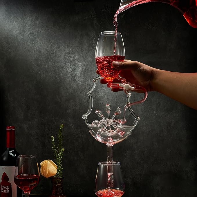 Italian Wheel Wine Aerator, Italian Design Wine Decanter, Moving Wheel Aerator Pourer, Red & White In Bottle Aerators, Makes Your Wines Taste Better, Whiskey & Spirits Gifts, Areadivino Aerator