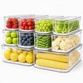 SMRCAD Fridge Organizers and Storage, 10 Pack Clear Organizer Bins with Lids for Kitchen, Pantry, Refrigerator, Food, Fruit, Vegetable Storage