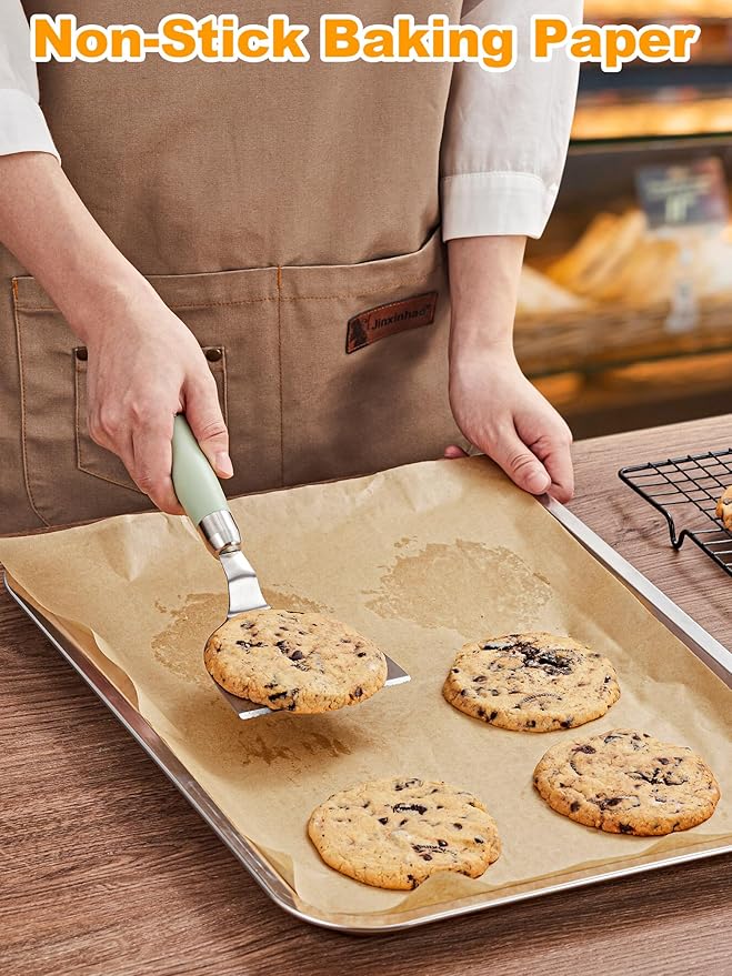 SMARTAKE 200 Pcs Parchment Paper Baking Sheets, 8x12 Inches Non-Stick Precut Baking Parchment, for Baking Grilling Steaming Bread Cup Cake Cookie and More (Unbleached)