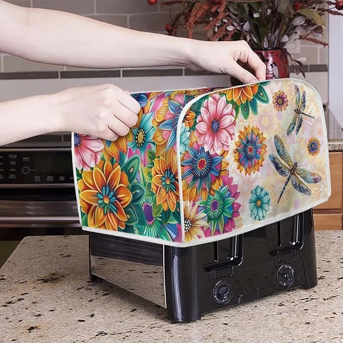 Boho Mandala Floral Blender Cover Washable Kitchen Toaster Cover Dragonfly Bread Maker Coffee Maker Protectiron Covers Size M