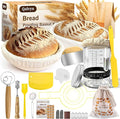Sourdough Starter Kit with Basket Sourdough Starter Jar for Beginner | 47PCS Set with 9&10-inch Proofing Baskets,34oz Sourdough Starter Jar, Bread making tools & Gift for Women Wife Mom