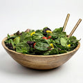 Extra Large Wooden Salad Bowl 15" with Serving Utensils - Large Wood Fruit Bowl - Oversized Mango Wood Salad Bowl for Big Family Meals , Bowl for Salad, Pasta, Popcorn - Handcrafted Wooden Salad Set