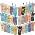 Uiifan 30 Pcs Morandi Christian Cups for Kids, 4oz VBS Pastel Reusable Plastic Tumblers with Lids Straws, Bible Verse Party Plastic Cups for Sunday School, Classroom and Holiday Gifts