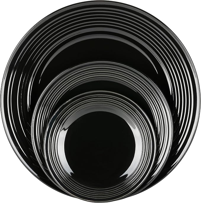 10 Strawberry Street Nova Black Round 62-Piece Dinnerware Set, Service for 6