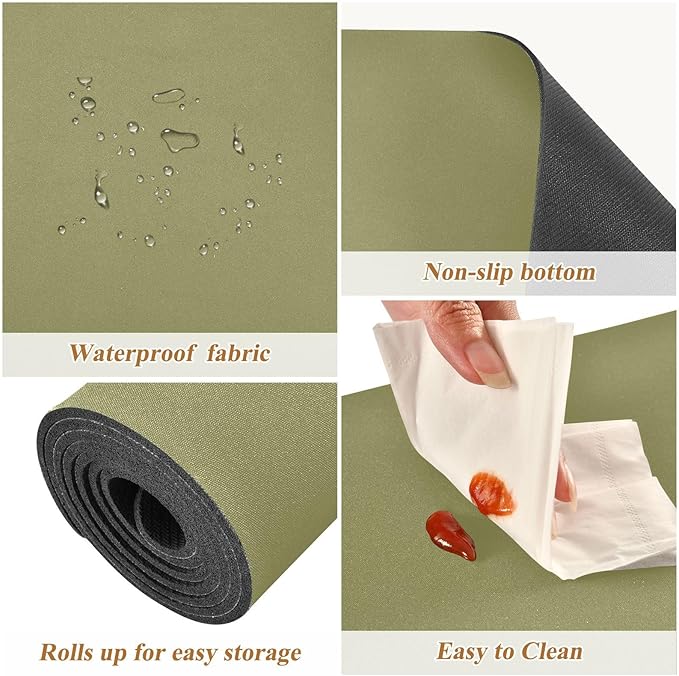 Olive Green Trivet Table Runner for Hot Pots Pans Heat Resistance Pot Holders Anti-Slip Hot Pad Mats 11.8 * 39.4 Inches