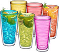 Amazing Abby - Alaska - 24-Ounce Insulated Plastic Tumblers (Set of 6), Double-Wall Plastic Drinking Glasses, Mixed-Color Reusable Cups, BPA-Free, Shatter-Proof, Dishwasher-Safe