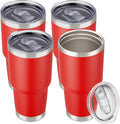 30 oz Tumbler with Lid Stainless Steel Tumblers Bulk Vacuum Insulated Cup Reusable Powder Coated Travel Mug Double Wall Leak Proof Cups Keep Cold Drinks for 12 Hours Wine Red, Set of 4
