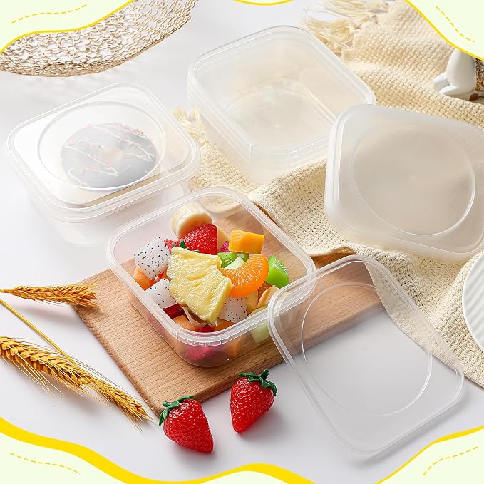 50 Pack 8 oz Deli Containers with Lids, Tamper Proof Leak Resistant Clear Plastic Food Storage Containers, Airtight Meal Prep Container for Soup Salad Tiramisu, Microwave & Dishwasher Safe