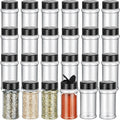 Jadive 24 Pcs Plastic Spice Jars with Shaker Lids Clear Spice Bottles Plastic Seasoning Containers Empty Shaker for Kitchen Storing Herbs Seasoning Powders Pepper Dry Goods (12 oz,Black)