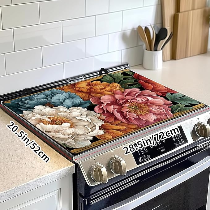 Decorative Electric Stove Top Covers, Heat Resistant Silicone Stove Cover Mat, Stove Top Protectors for Electric Flat Glass Stoves, Adds Extra Counter Space for Small Kitchens and Apartments