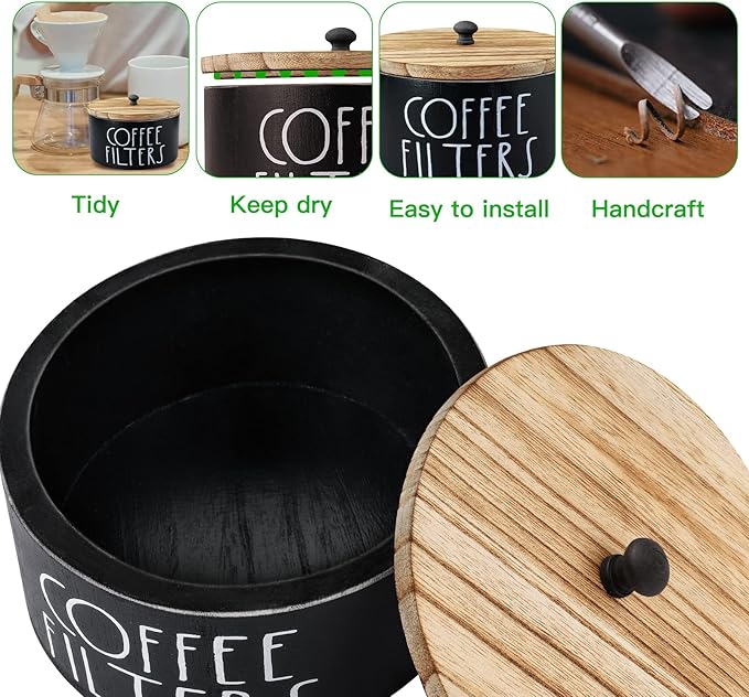 MINCORD Coffee Filter Holder Storage Container Dispenser with Lid & Snack Organizer Snack Basket Snack Tray with Handles for Countertop