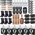 60Pcs Groomsmen Gifts Groomsmen Proposal Box with Shot Glasses Socks Sunglasses PU Leather Toiletry Bag Bottle Opener Can Cooler Groomsman Gifts for Wedding Groomsmen Best Man Gift (60, Black)