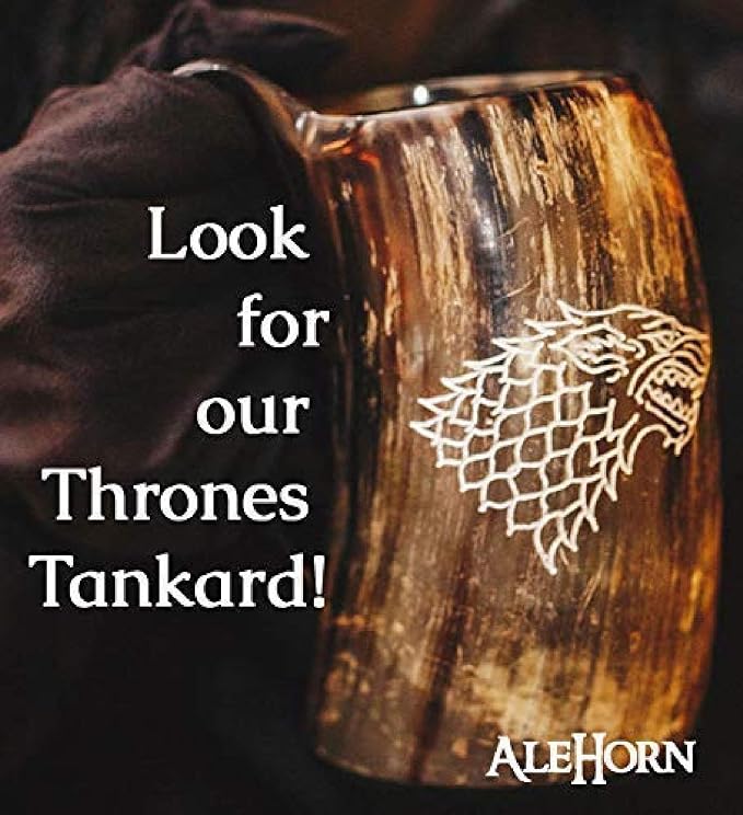 AleHorn Viking Drinking Horn Mug – Real Ox Horn Mead and Ale Cup – Handcrafted Medieval Style Norse Cup for Beer, Parties, Home Bar Decor & Holiday Gifts for Men – 12oz