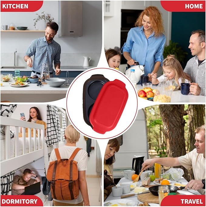 Quick-Heat Microwave Egg Cooker|Poacher|fryer, Multi-use Maker for 2 Eggs for Breakfast Sandwiches, Dishwasher-Safe Portable for Home,Travel,Gifts (Red)