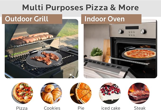 OLEEK steel pizza pan 16x16-carbon steel pizza pan for oven - round pizza steel - pizzas steel for oven - pizza steel pan - pizza pans - baking steel for ovens - pizza baking pan