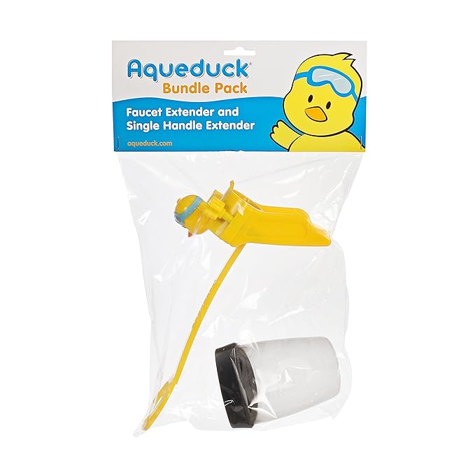 Aqueduck Faucet Handle Extender Set. Connects to Sink Handle and Faucet to Make Washing Hands Fun and Teaches Your Baby or Child Good Habits and Promote Independence to Them.