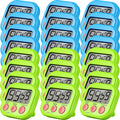 Weewooday 24 Pcs Digital Kitchen Timer Magnetic Timer Bulk On/Off Switch Minute Second Count up Countdown Loud Alarm for Exercise Cook Baking (Blue,Green)