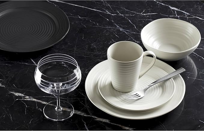 Oneida White Ridge Piece Dinnerware Set, 12 Count, First Apartment, Back To College