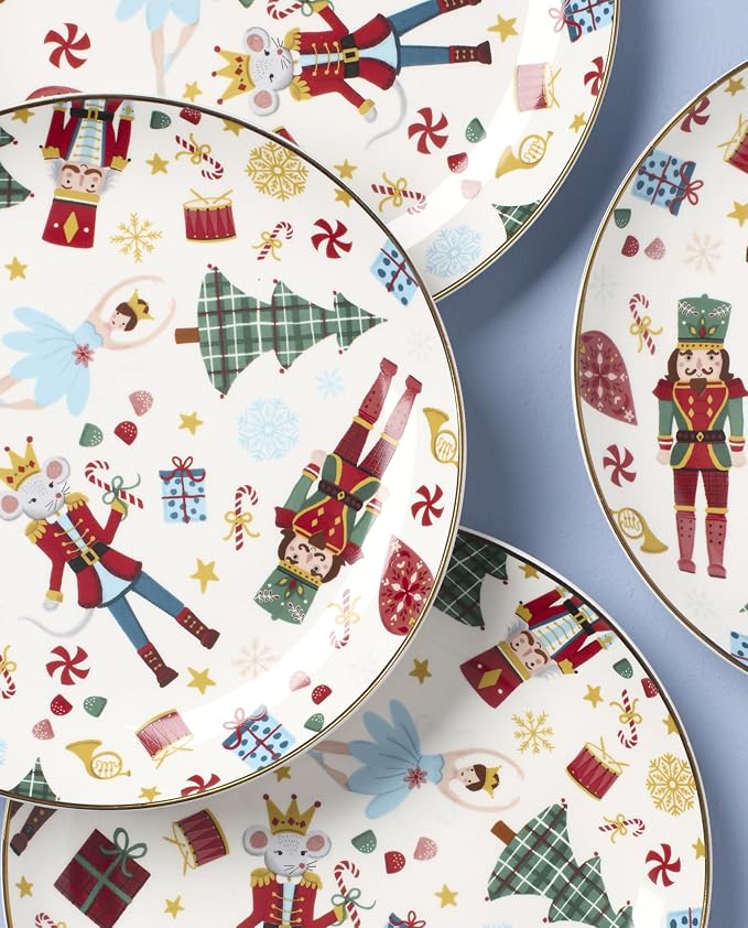 Lenox Nutcracker Ballet Collection, Porcelain Dinnerware and Serveware, Accent Plates, Set of 4