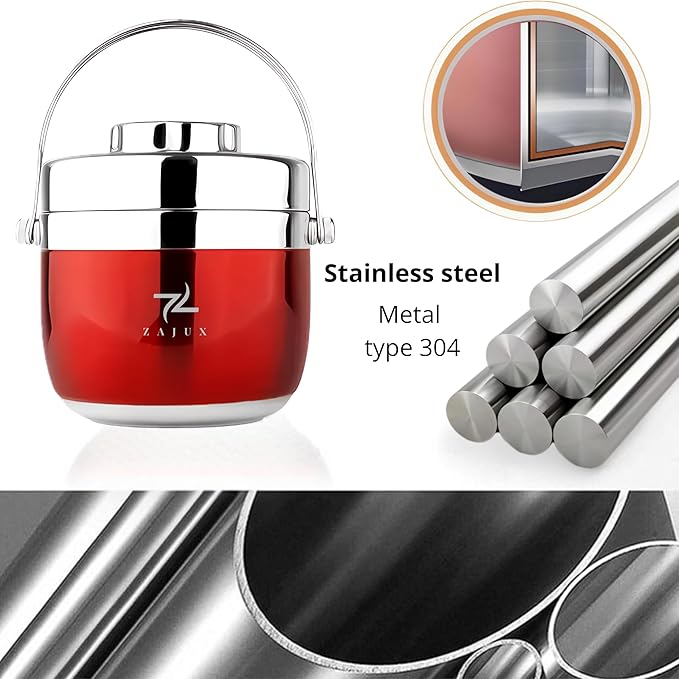 Stainless Steel Lunch Box Wine Red for Adults, Large Capacity 51 oz (1.5 L), Double compartment, Keeps food Fresh and Warm, Ideal for Work and Travel, Leak-Proof, Portable. Includes Special Bag.
