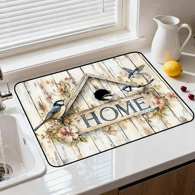 Stove Top Cover for Electric Stove, Vintage Farmhouse Style Glass Cooktop Protector, Multi-functional Kitchen Counter & Washer Top Cover