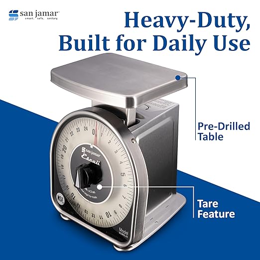 San Jamar SCMDL25 Mechnical Dial Food/Kitchen Scale, 25 lb Capacity
