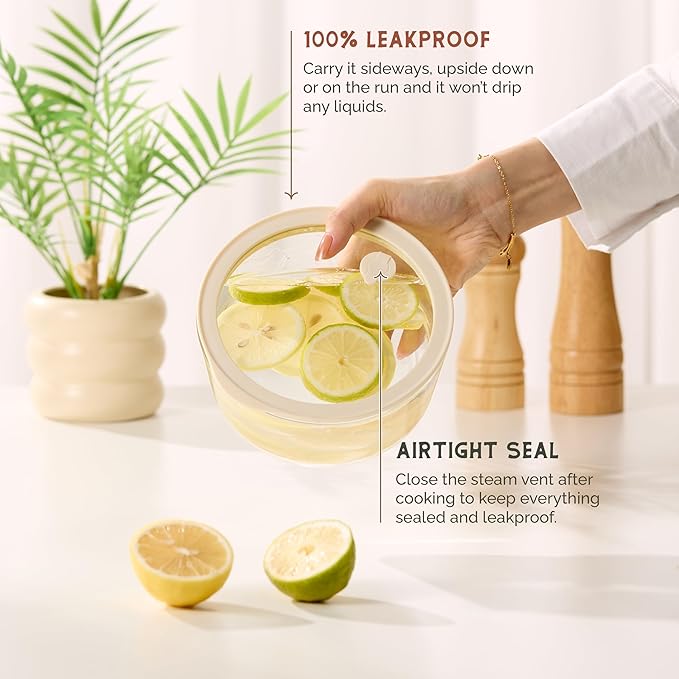 Vase and Vessel Glass Storage Container Set, Borosilicate Glass, Tempered Glass Lids, Baking Pan, Airtight with Vents, Microwave, Oven & Dishwasher Safe, (Circular - Set Of 4)